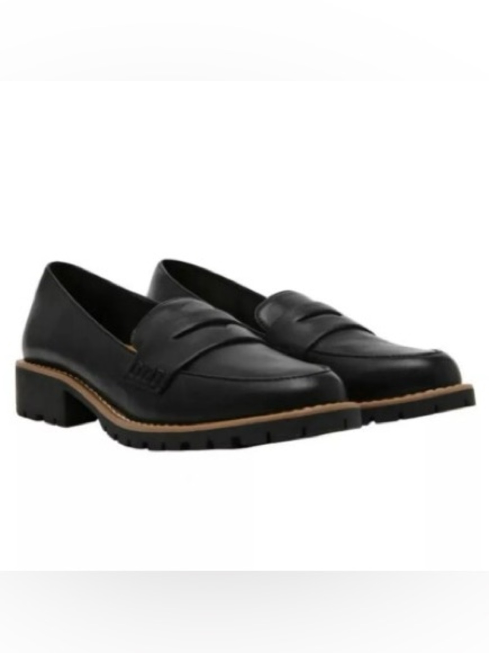 Dolce Vita Crisp Black Women's Penny Loafers with Lug Sole
